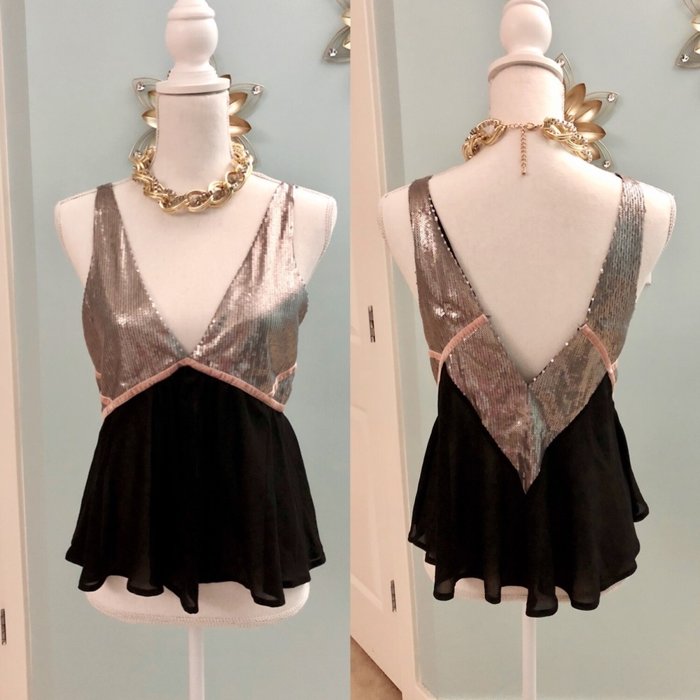 Tobi | Sexy Sequin Low Cut Top